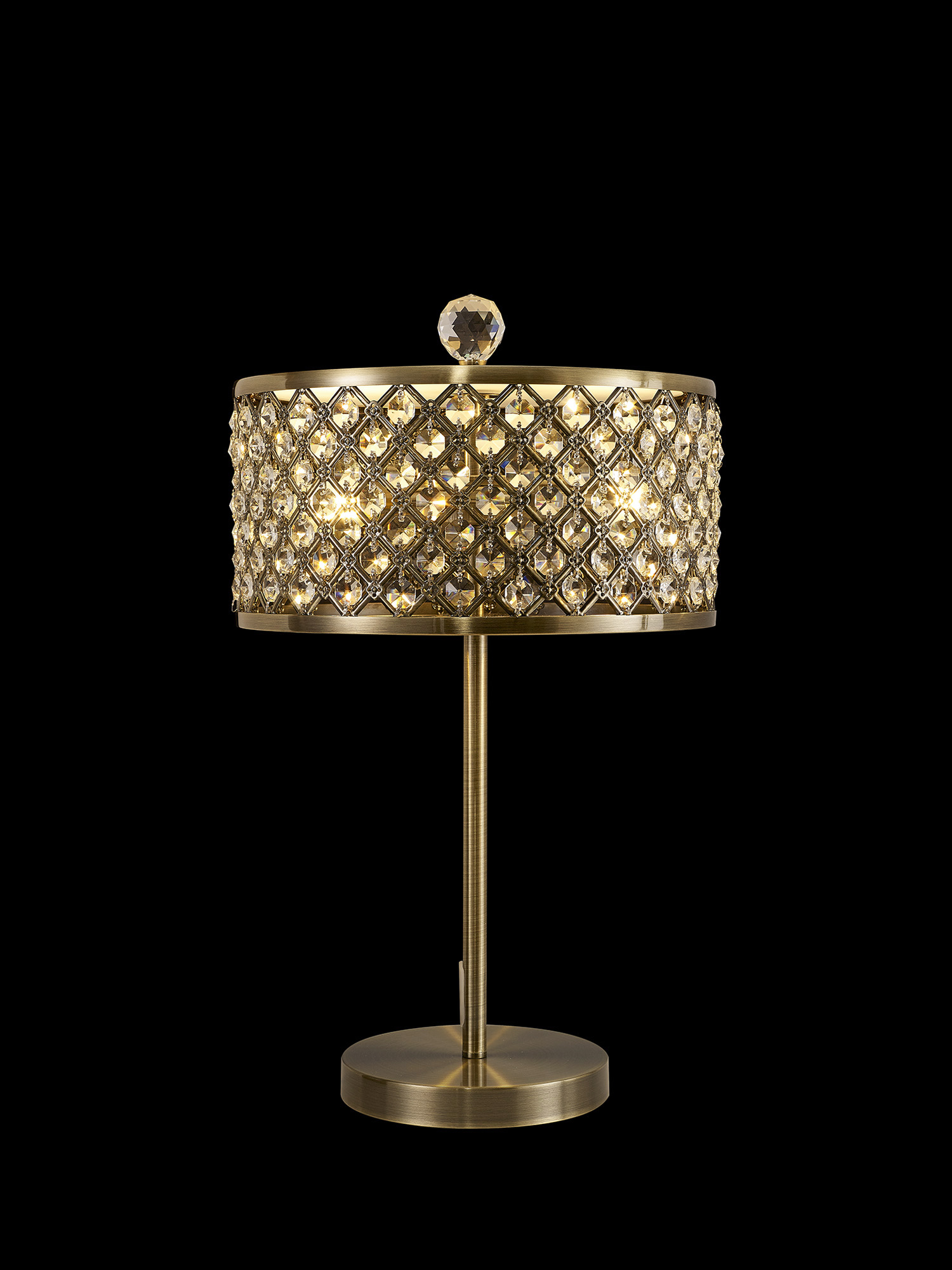 D0759  Sasha 47cm Crystal Table Lamp 2 Light Antique Brass